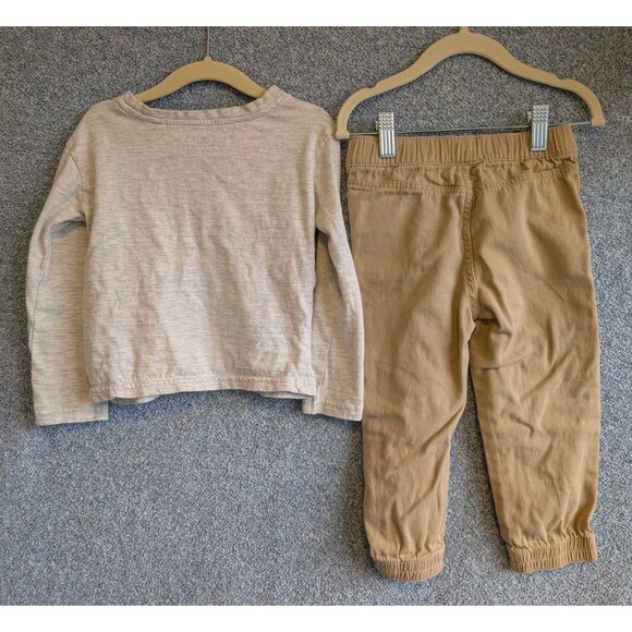 Weatherproof Vintage Boys Size 3T Cotton Beige Khaki Long Sleeve Jogger Outfit - Picture 2 of 9
